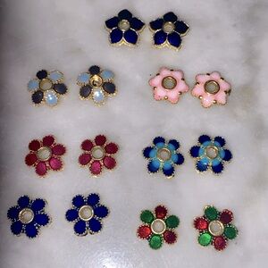 Findings: New Gold Cloisonné Flower Bead Cap (10)
